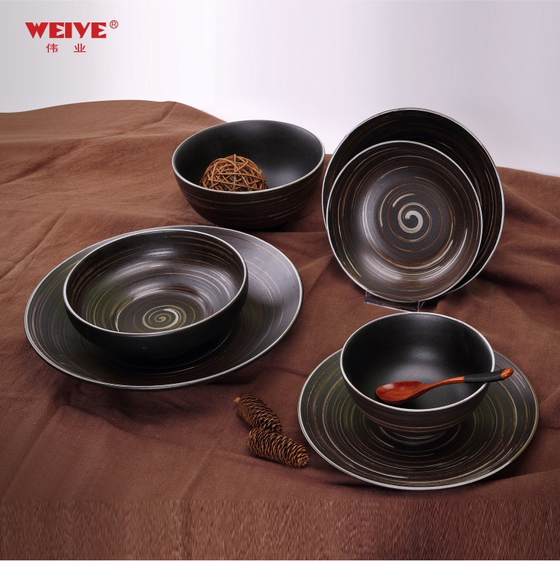 The'Chocolate Swirl' Family Color glaze dinner set