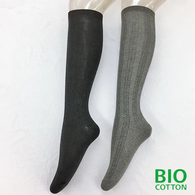 Women's double cylinder with twisted knitting knee socks with organic cotton from GOTS