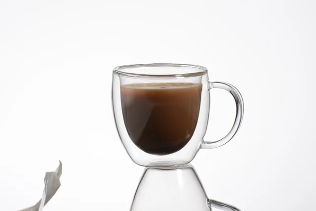 Glass double coffee cup