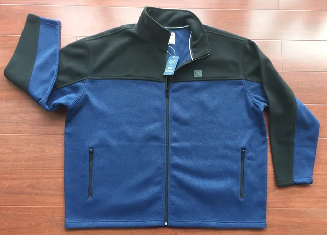 Jacket zipper jacket textured jacket fleece tops Big Men's bonded fisher zip through jacket MEN