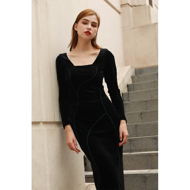 Women's greenwood velvet dress