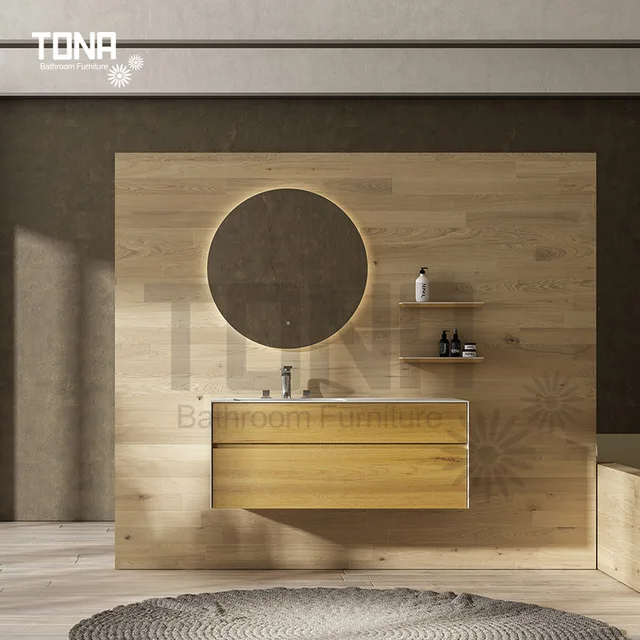 Modern under-mounted white single bathroom vanities cabinets