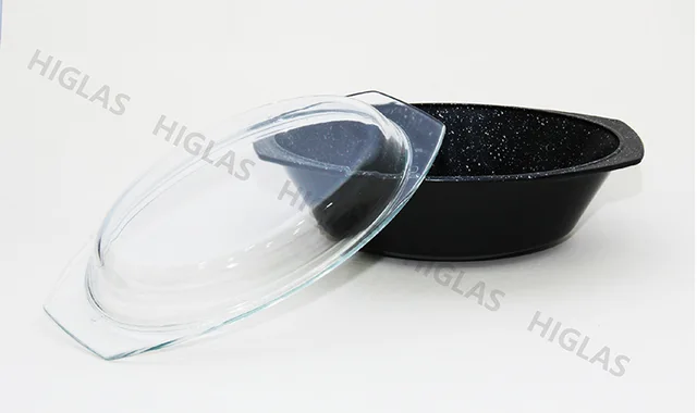 0.7l/1.5l/2.0l/2.5l Oval Borosilicate Glass Non-Stick Coating Casserole With Lid