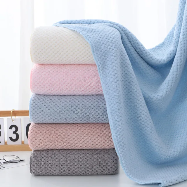 High density coral fleece honey comb bath towels