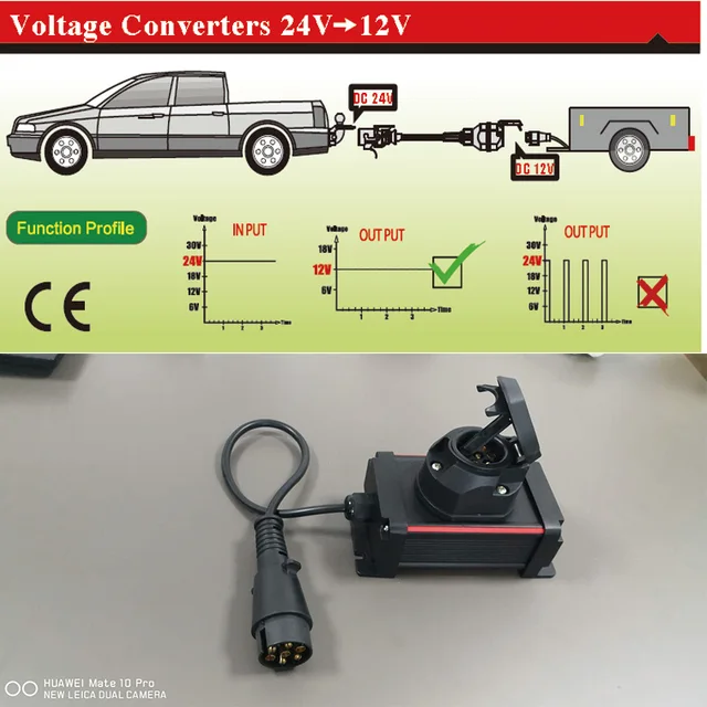 Halogen-Lamp Towing voltage converter 24V-12V series