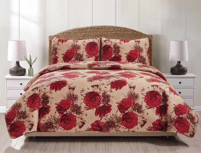 3 pcs printing bedspread quilt polyester quilted coverlet set