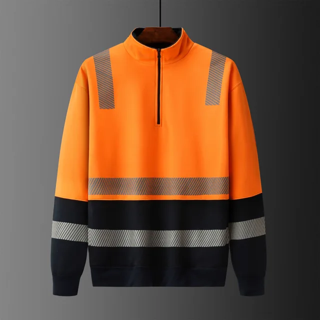 Men's collar Hivis pullover 100% COTTON, reflective tape
