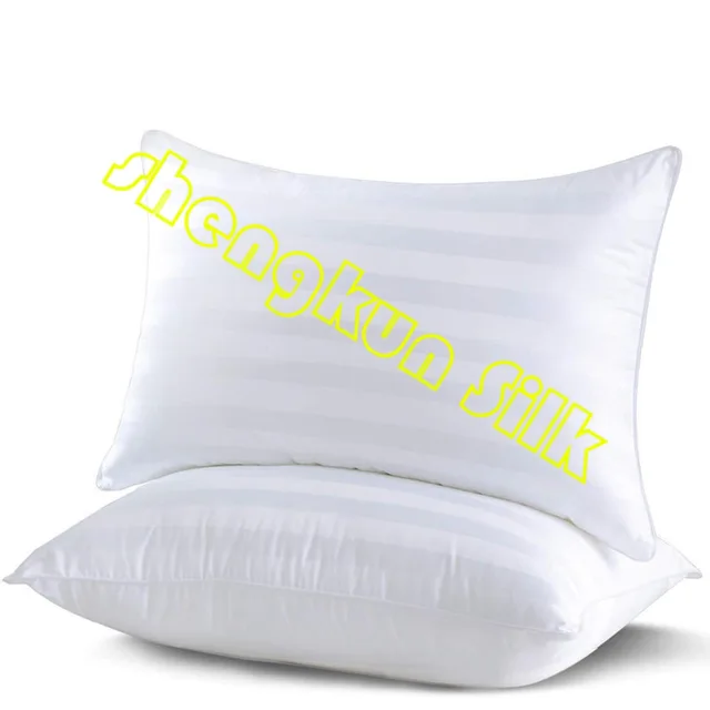 Hotel Linen White 300TC Cotton Stripe Shell Soft Silk Pillow