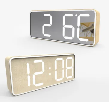 New design cube mirror alarm desk clock with brigthness adjustable