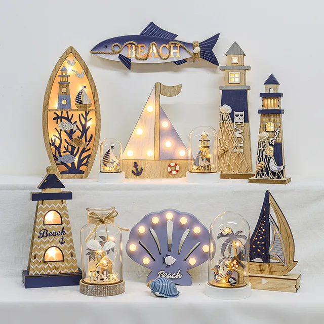 Wooden Martime Decoraiton With LED