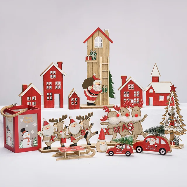Wooden Xmas Decoration, Red