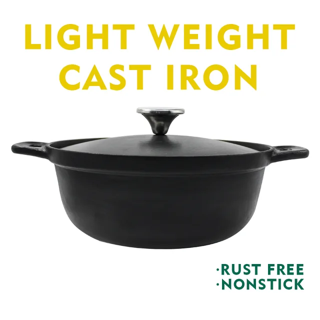 Cast Iron Pot Casserole Light Weight Enamel Honeycomb 20cm 24cm