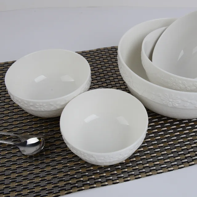 Ceramic embossed bowl porcelain embossed bowl