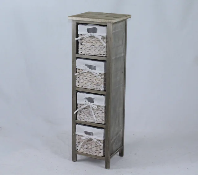 Water hyacinth basket wooden cabinet
