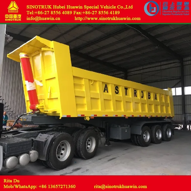 3 Axles Square-shape Tipper Semi Trailer, 30CBM