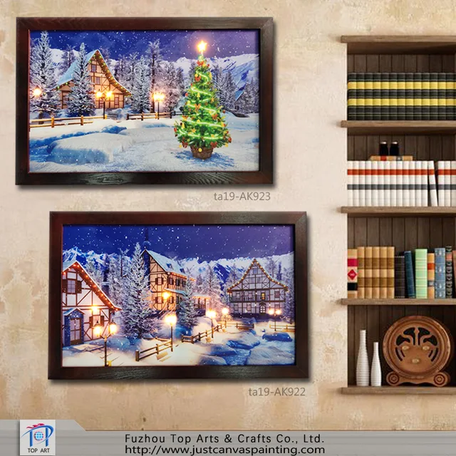 Christmas antique frame light up led canvas paintings