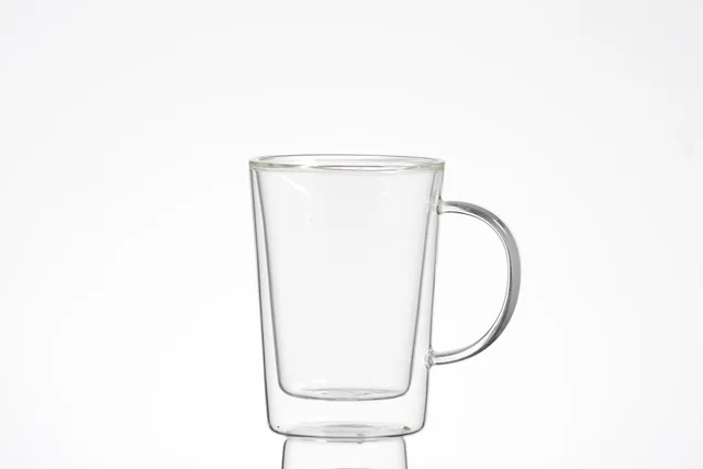 Glass double coffee cup