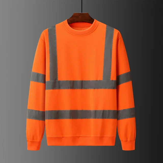 Men's Collar Round Neck Hi-Vis Pullover 65%Polyester 35%Cotton, Reflective Strip
