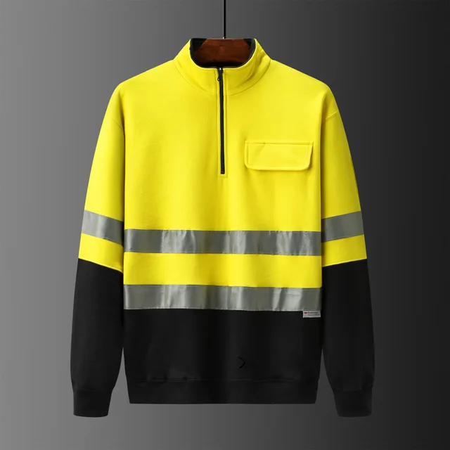 Men's collar Hivis pullover 100% COTTON, reflective tape