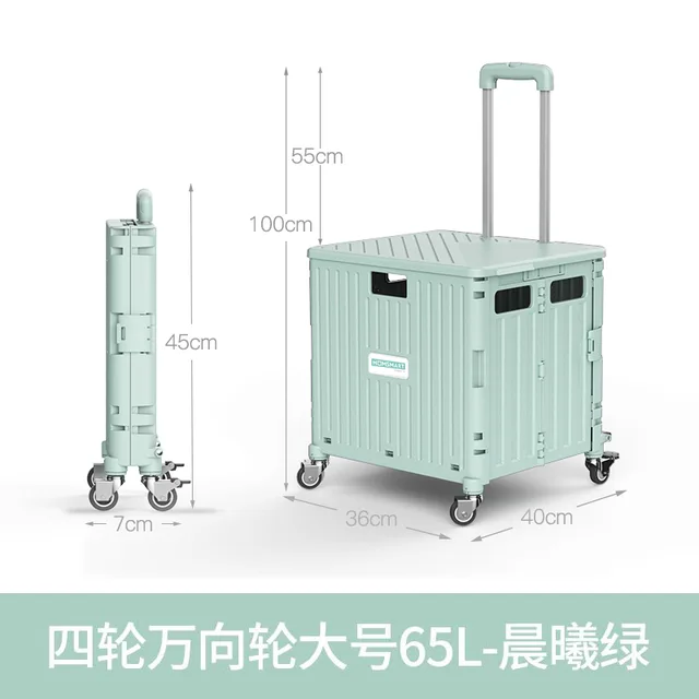 Four wheels Plastic folding shopping cart
