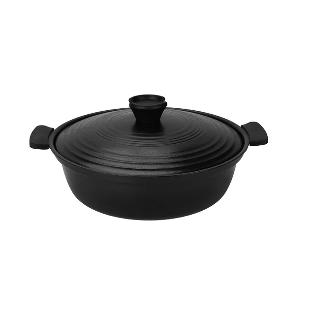 Alloy aluminum pressing table pot black clay pan look