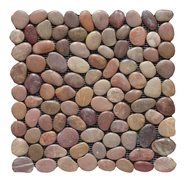 Red Stone Pebble On Mesh For Floor And Wall