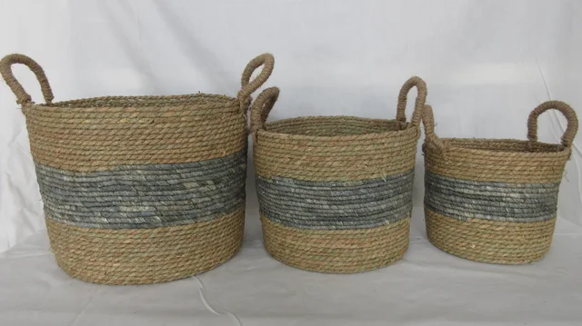 Storage basket,Grass and maize rope basket