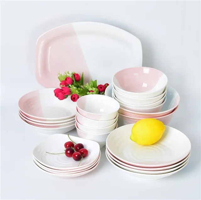 Korean color-glazed tableware set with embossed