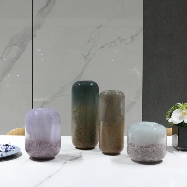 Handmade blown colored glass vase