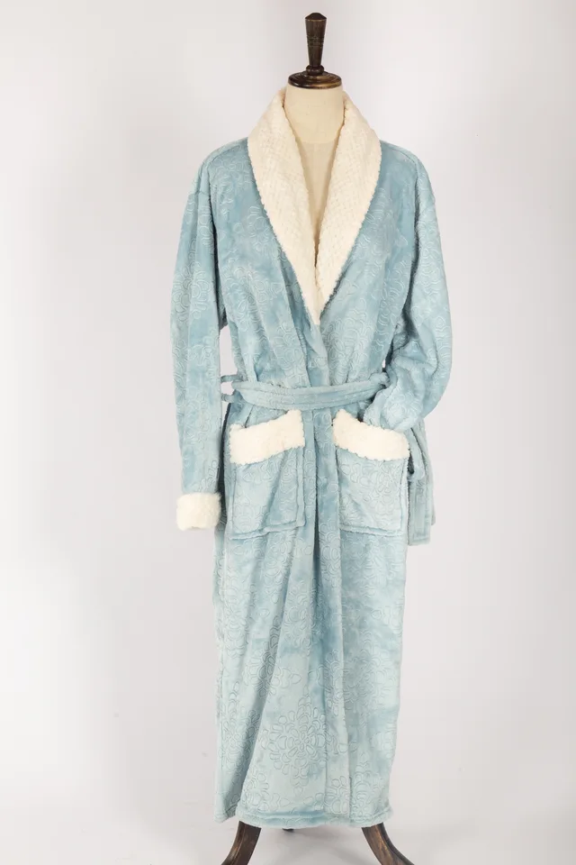 100% polyester 3D embossed flannel bathrobe/ blanket