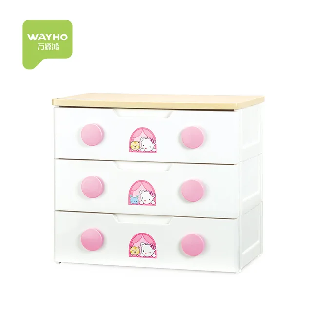 Plastic drawer cabinet with MDF top 3 layers clothes drawer