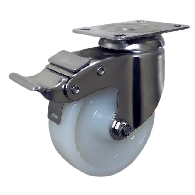 5 inch medium duty nylon swivel caster with patent brake