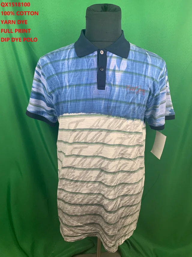 Qx1518100 100% Cotton Yarn Dye Full Print Dip Dye Polo