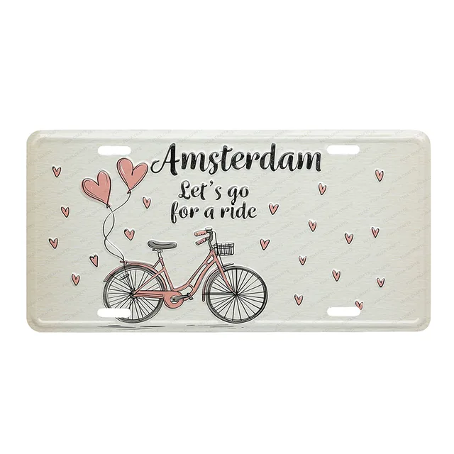 Amsterdam funny license plate factory price OEM design souvenir 3d embossed car license plate