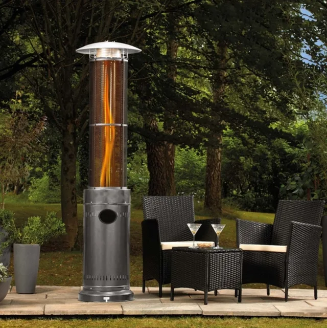 Outdoor round glass tube flame heater
