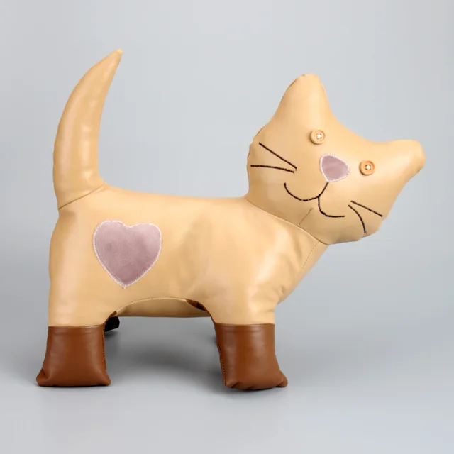 Brown Microfiber Leather Cat for Home Decoration