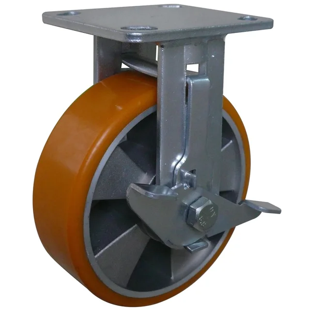 6-inch Aluminum-Core PU Directional Brake Caster