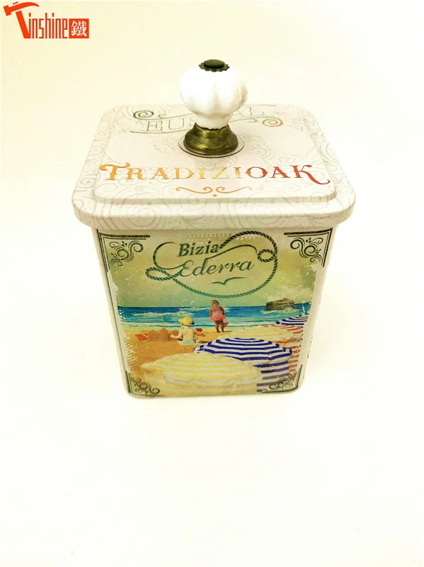 Handle square tin