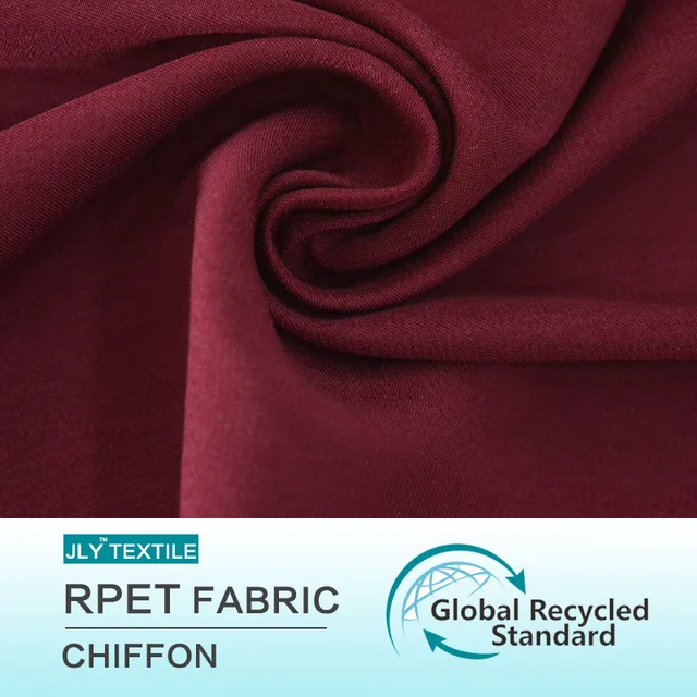 JLY Chiffon RPET Fabric,Soild Red For Costume Dress Gown Party Wedding Event Decor and Draping
