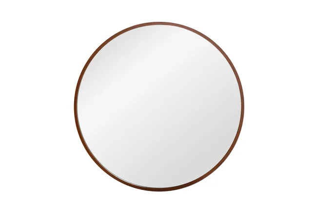 YM200Simple designroundqak deco framed wall mirror