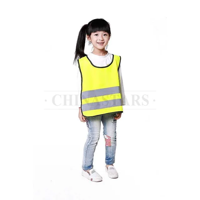 Fluorescent yellow children safety reflective vest clothing with reflective tape