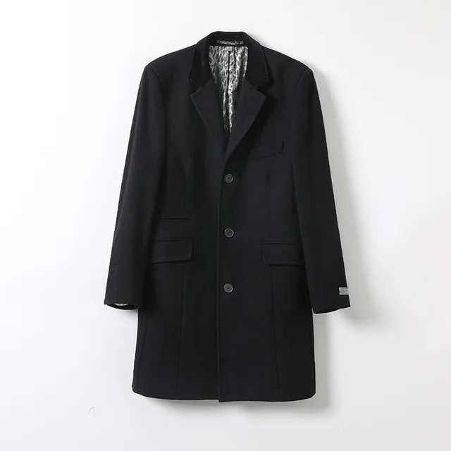 Men's Wool Coat With Flocking Collar