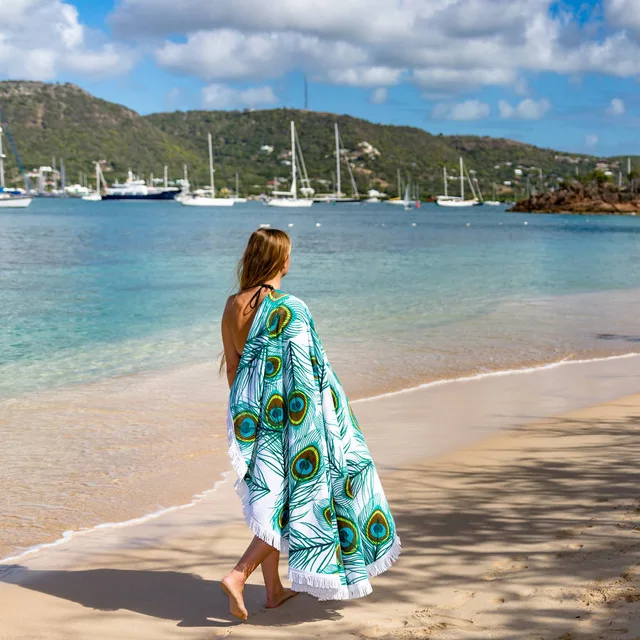 Colourful microfiber round beach towel