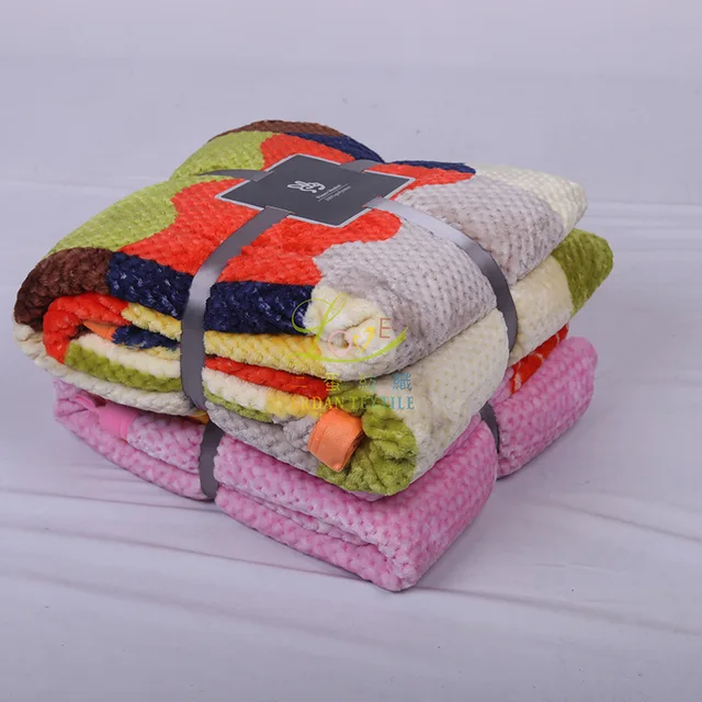 Waffle printed flannel blanket