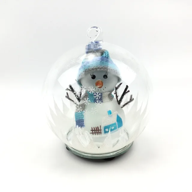 Scarf & Hat Snowman LED Glass Ball | Christmas Decor | Wholesale Table Light-up Ornament