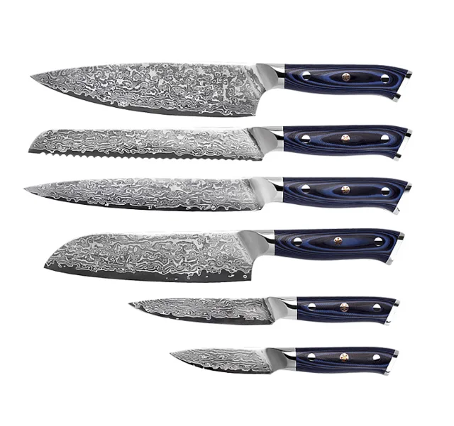 Wholesale damascus knife pakistan g10 handle damascus knife set