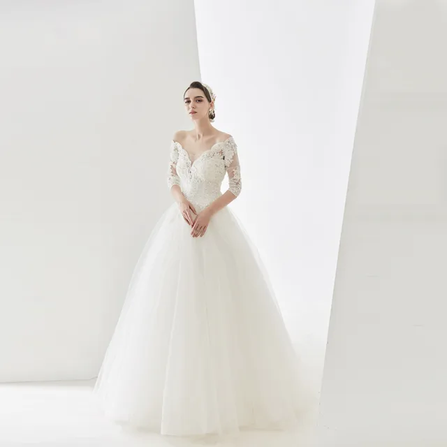 Customized bridal gowns long sleeve mermaid wedding dress real photo