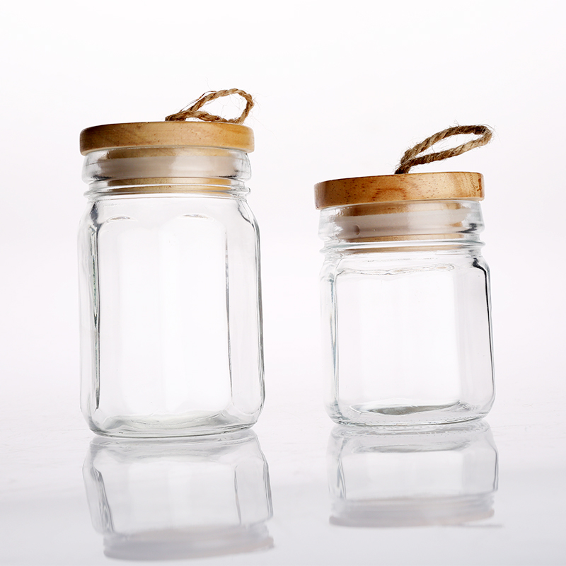 Mini glass canister with bamboo lid