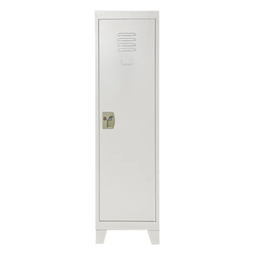 Steel white children's storage cabinet with fee stand feet