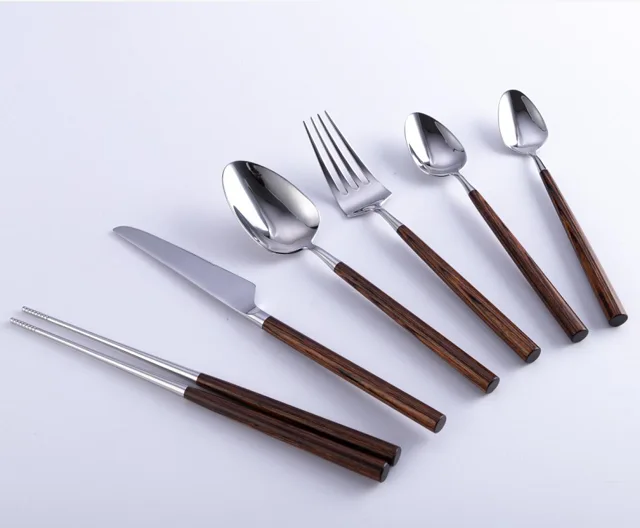 Wood handle stainless steel cutlery